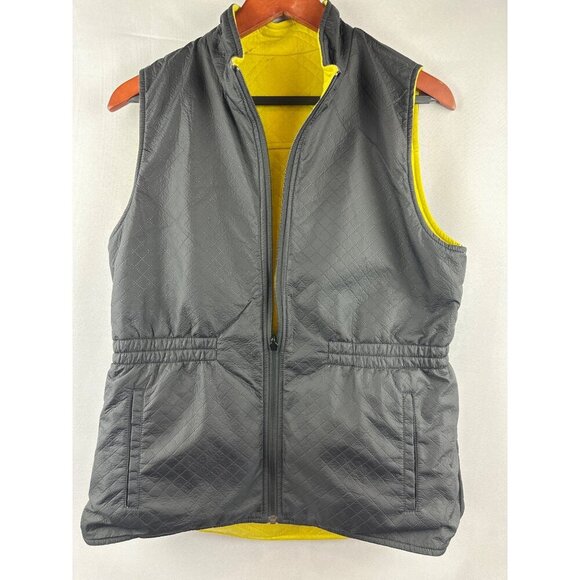 Reversible Quilted Womens Vest M Yellow & Gray Athletic - Picture 4 of 6